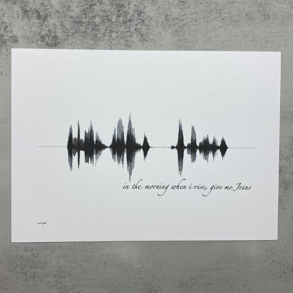 NEW In The Morning Soundwave Wall Art Print 5x7in Black White Christian Hymn